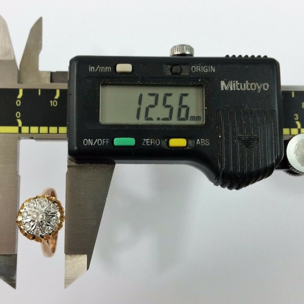 Exquisite 14K Karat 585 Stamp Solid Two Tone Multi Color Gold Ring with Diamonds - Picture 11 of 12
